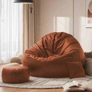 SPACEX XXXL Bean Bag with Footstool & Cushion All Filled with Beans Ready to Use Teardrop Bean Bag  With Bean Filling