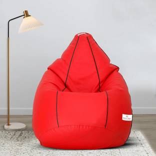 STAR XXXL Red with Black Piping Filled with Beans Teardrop Bean Bag  With Bean Filling