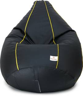 STAR XXXL Black With Red Piping Filled with Beans Teardrop Bean Bag  With Bean Filling