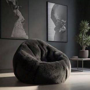 mollismoons XXL fur bean bag xxl filled with beans Bean Bag Chair  With Bean Filling
