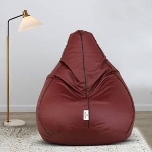 STAR XXXL Tan with Black Piping Teardrop Bean Bag  With Bean Filling