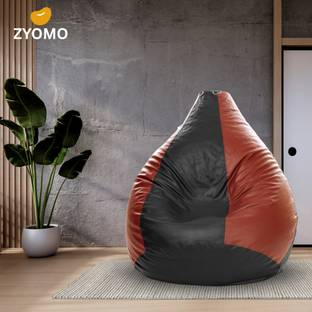 ZYOMO XXXL Faux Leather Bean Bag Filled with Beans | Ready To Use Teardrop Bean Bag  With Bean Filling