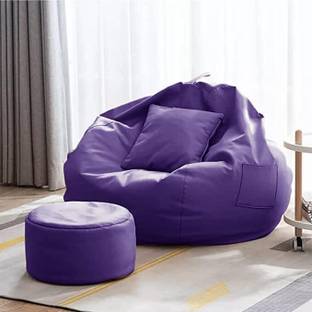 GIGLACK XXXL Footstool & Cushion Ready to Use Filled with Beans | Faux Leather Bean Bag Chair Bean Bag Sofa  With Bean Filling