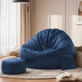 SPACEX 4XL Bean Bag with Footstool & Cushion All Filled with Beans Ready to Use Teardrop Bean Bag  With Bean Filling