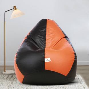 STAR XXL Classic Orange and Black Filled with Beans Teardrop Bean Bag  With Bean Filling