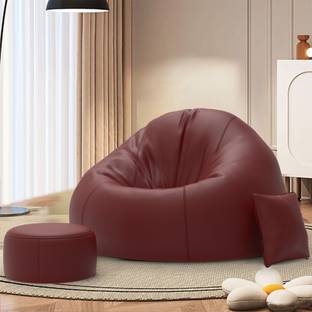 Flipkart Perfect Homes 4XL CuddleMist Sofa With Free Cushion and Puffy , Maroon Teardrop Bean Bag  With Bean Filling