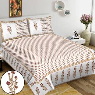 RAJDEVI JAIPUR PRINTS Cotton King Bed Cover