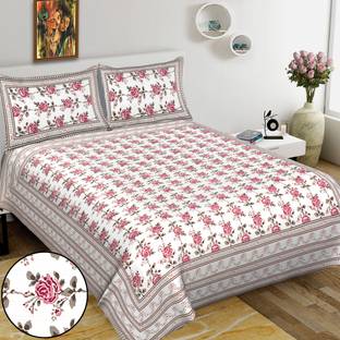 RAJDEVI JAIPUR PRINTS Cotton King Bed Cover
