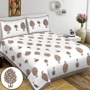 RAJDEVI JAIPUR PRINTS Cotton King Bed Cover