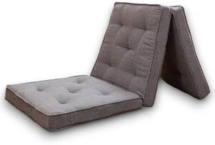 Milliard Grey Jute Fabric (24X72X5 Inches) Portable Tri Folding Cotton Mattress /Chairpad 5 inch Single Cotton Mattress