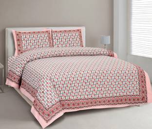 CLOTHOLOGY Cotton King Flat 240 TC Jaipuri Prints Bedsheet