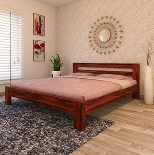 WoodMart Furniture Solid Wood Queen Bed