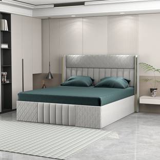 shivang mattress Engineered Wood Upholstered King Size Bed With Headboard And Storage For Bedroom Engineered Wood King Box Bed, 205 cm x 190 cm (6.73 ft x 6.23 ft)
