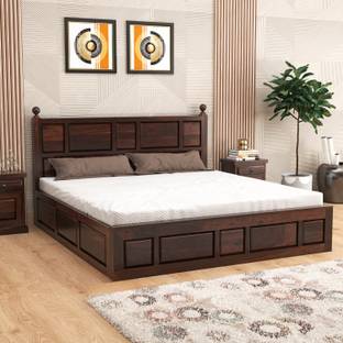 Bhagwati Arts Sheesham Wood King Size Bed/Cot For BedRoom/Guest Room/Hotel King Box Bed/Cot Solid Wood King Box Bed