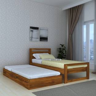 Ganpati Arts Sheesham Wood RIO Wooden Single Cot For Home/Single Trundle Bed With Storage Solid Wood Single Drawer Bed