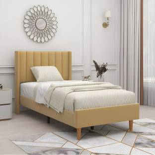 Klenta Home Decor Wooden Upholstered Single Bed For Living Room | Nedroom | Hotel Solid Wood Single Bed