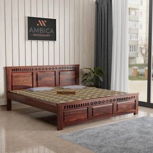 AMBICA WOODMART king bed, sheesham wood king bed, solid wood bed, bed for bed room, wooden bed Solid Wood King Bed