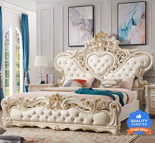 ELITEWOOD SHEEN ROYAL LUXURY PREMIUM TEAK WOOD DOUBLE BED SIZE 6.5X6 Solid Wood King Box Bed
