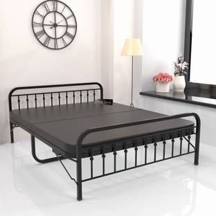 HoneyTouch Folding Bed with Mattress 6.25ft x 4ft Metal Double Bed