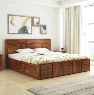 Ganpati Arts Sheesham Wood Scott Bed for Bedroom/Hotel/Wooden Cot/Bed With Box Storage Solid Wood King Box Bed