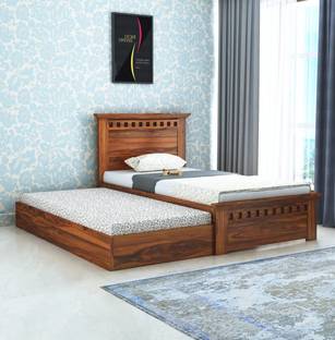 Ganpati Arts Sheesham Wood Armania Wooden Single Cot For Home/Single Trundle Bed With Storage Solid Wood Single Drawer Bed