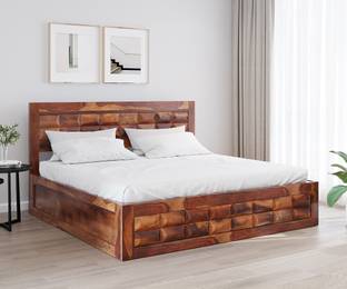 Allie Wood Rosewood (Sheesham) Solid Wood Queen Box Bed