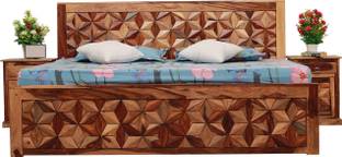Sheesham Craft Floresque King Size(72"x78") Without Storage,12-Month Warranty,Single Bedside Solid Wood King Bed