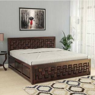Devsignature Sheesham Wood King Size Bed With Box Storage For Bed Room, Hotel. Solid Wood King Box Bed