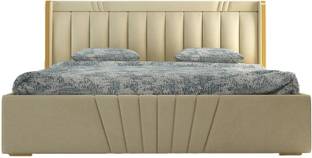 Manorekha Upholstered Bed with Box Storage Solid Wood Fabric Bed Solid Wood King Box Bed