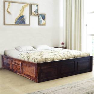 Meera Handicraft Meera Handicraft bed solid sheesham wood in King size Solid Wood King Box Bed, 205.74 cm x 187.96 cm (6.75 ft x 6.17 ft)