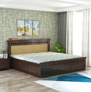 GOYALINTERIOR Sheesham Wood Queen Bed/Wooden Cot/Wooden Bed With Box Storage For Home Solid Wood Queen Box Bed