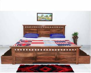 APRODZ Merritt Bed with Side Storage Solid Wood King Drawer Bed