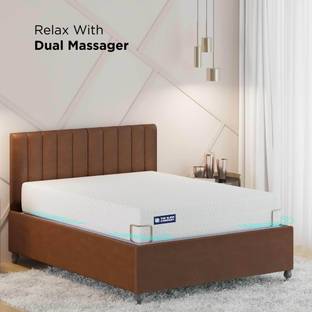 The Sleep Company Elev8 Smart Adjustable Bed Base with Denver Leather Brown Frame Queen size Metal Queen Bed