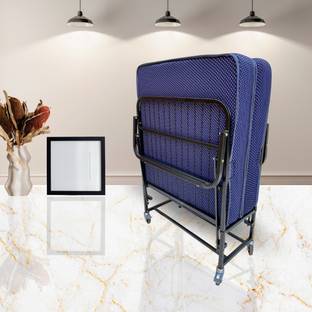 Palmen Dura Rollaway Folding Bed with 6” Foldable Foam Mattress Metal Single Bed