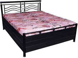 Zkazaa Metal Queen Size Bed with Storage for Bedroom, Furniture Double Bed for Home Metal Queen Box Bed