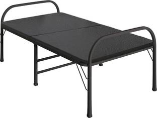 FURNIMAX Foldable Bed for Guests Metal Single Bed