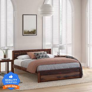 Flipkart Perfect Homes PureWood Sheesham Queen Bed