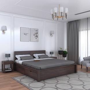 WOODENJOY Sheesham Wood King Bed With Drawers Storage/Wooden Bed With Storage For Home Solid Wood King Drawer Bed