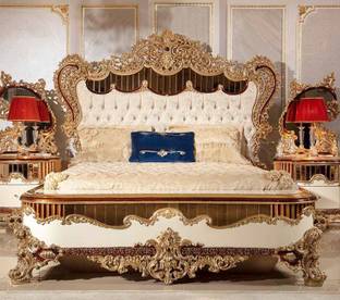 ELITEWOOD ALISH TURKISH STYLE ROYAL LUXURY PREMIUM TEAK 6.5X6 Solid Wood King Box Bed