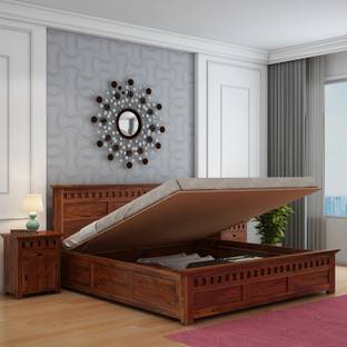 WOODENJOY Sheesham Wood Bed/Cot Bed/Palang For Bed Room/Home/Hotel Solid Wood Queen Hydraulic Bed