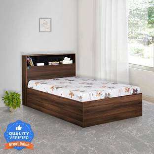 Delite Kom Urban Single Bed (83x37") | with Box & Headboard Storage | Assembly Included | Engineered Wood Single Box Bed