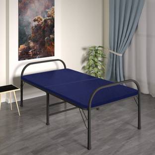 FURNIMAX Foldable Bed Portable Single Folding Bed Charpai Khatiya Bed for Sleeping Metal Single Bed