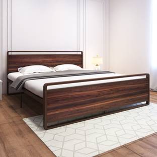 homdec Vega Hybrid Wood and Metal Structure Bed – No Plywood Needed, Noise Free Metal King Bed, 205 cm x 190 cm (6.73 ft x 6.23 ft)