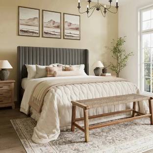 Mooncraft Premium Upholstered Bed | Bed King Size with Headboard | Cot for Bedroom Solid Wood King Bed