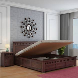 WOODENJOY Sheesham Wood Bed/Cot Bed/Palang For Bed Room/Home/Hotel Solid Wood Queen Hydraulic Bed