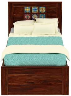 WOODENJOY Sheesham Wood Single Bed/Wooden Single Cot/Wooden Single Bed Without Storage Solid Wood Single Bed