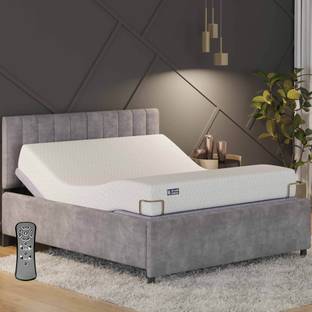 The Sleep Company Elev8 Smart Adjustable Italia Grey Bed Frame with Ortho 8 inch mattress Metal Queen Bed