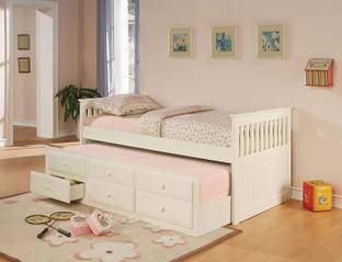 APRODZ Solid Wood Double Drawer Bed