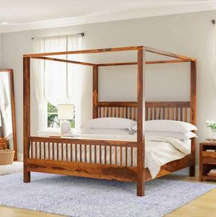 WoodMart Furniture Solid Wood Queen Bed, 198 cm x 165 cm (6.5 ft x 5.41 ft)