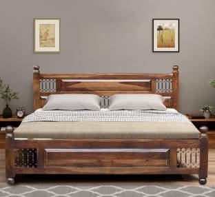 Meera Handicraft Meera Handicraft bed solid sheesham wood in Queen size Solid Wood Queen Bed, 215.9 cm x 157.48 cm (7.08 ft x 5.17 ft)
